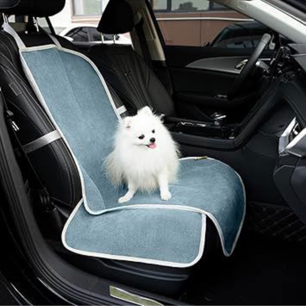 Funny Fuzzy blue Waterproof Front Car Seat Cover/ Protector for pets NEW